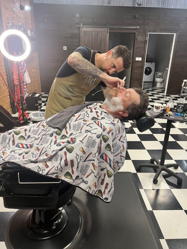 Hot Towel Face Shave performed at The Faithful Barber & Co barbershop. Barber in Aylmer Ontario.