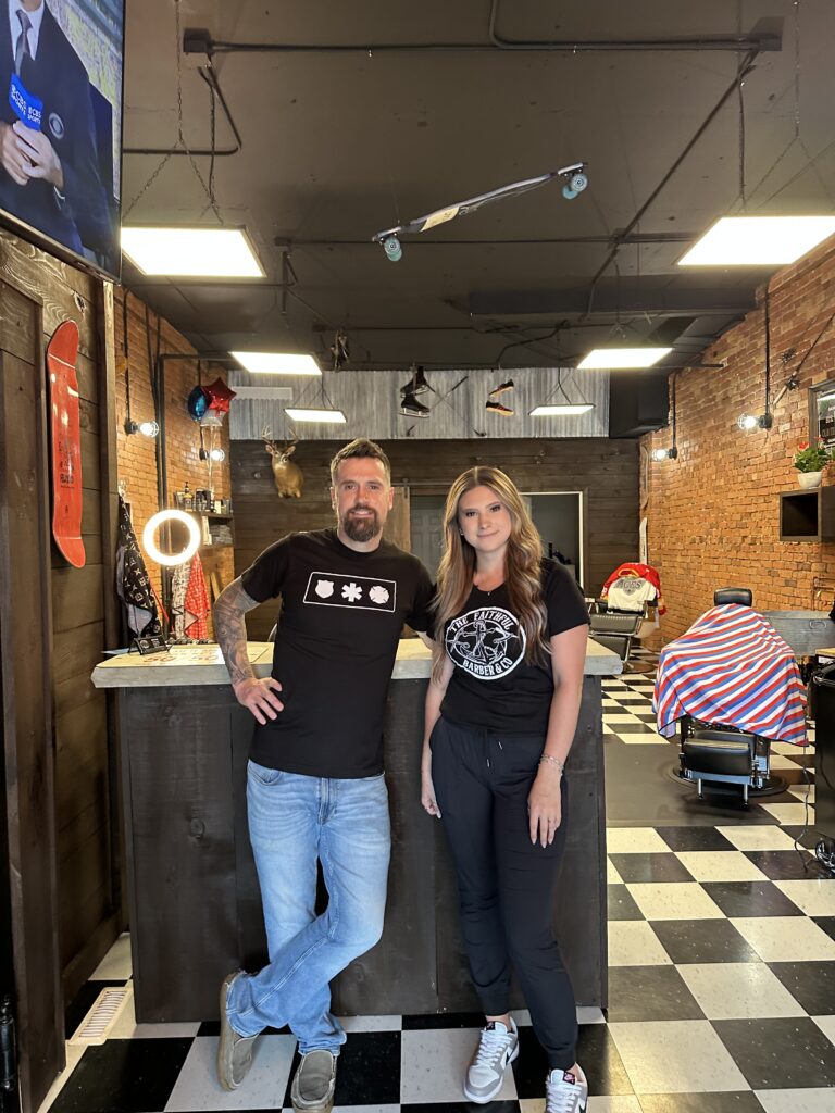 Robin and Taylor at The Faithful Barber & Co barbershop. Barber in Aylmer Ontario.